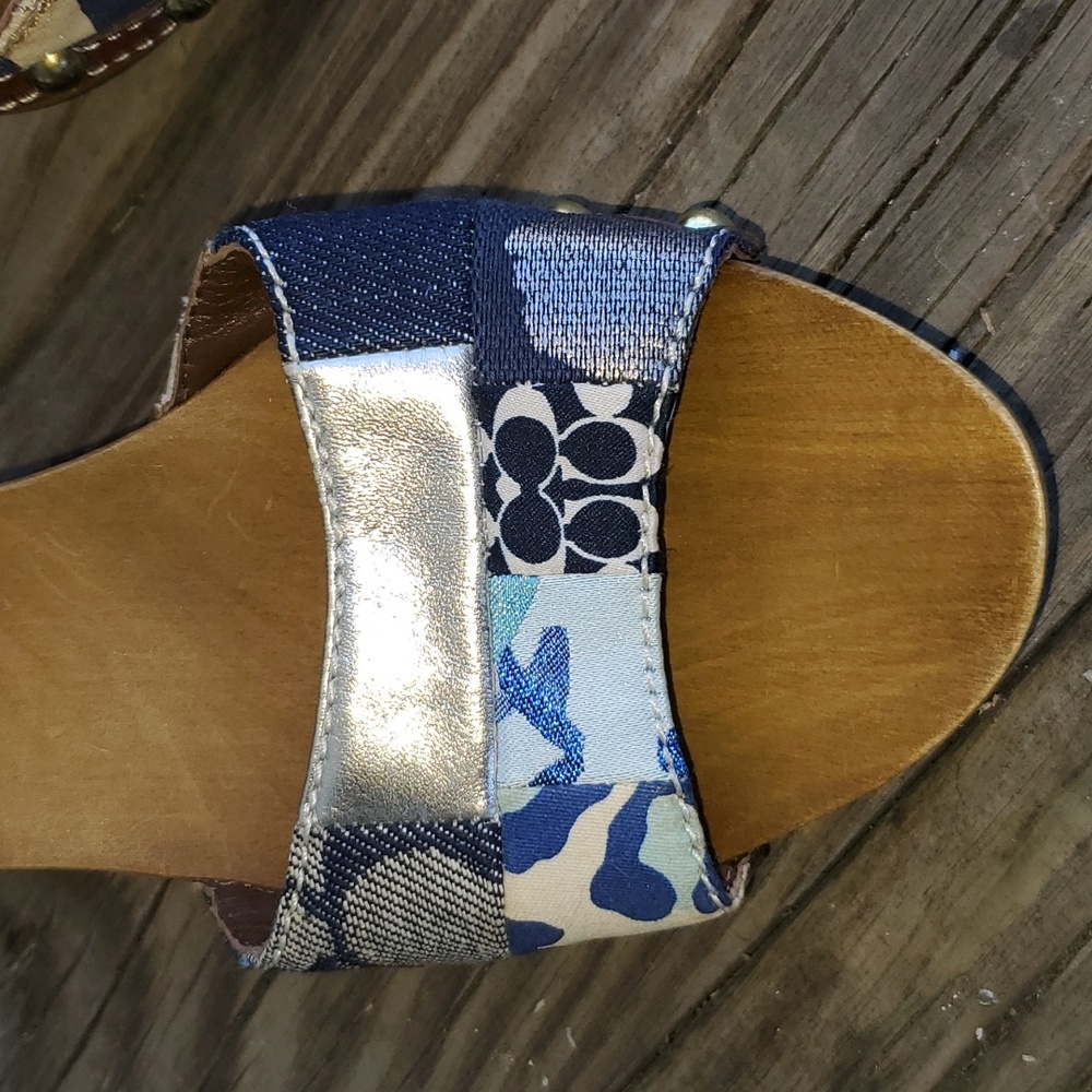 Coach Allissa Wooden Denim Patchwork Kitten Heel Size 7 - Picture 9 of 12